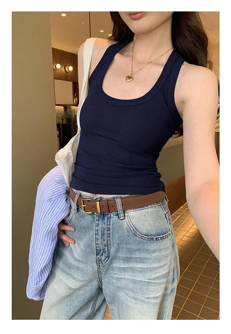 Summer Korean Style Woman Clothing Sleeveless T Shirt For Women Y2K Tshirts O Neck Casual Slim Tops Basic Solid Tees  Mujer 2025