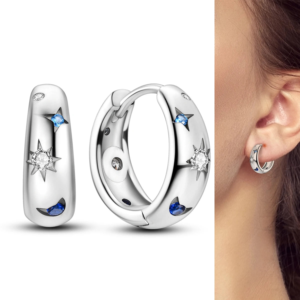 Hot Sale 925 Sterling Silver Heart Earrings Fit Original Charms Hoop Earrings For Women girls Stud Earring Fine Jewelry Gifts