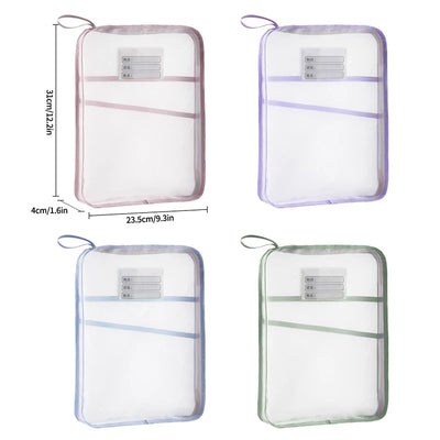 3 Layers Stationery Storage Bag Stationery Mesh Zipper Bag File Folders Large Capacity Storage Bags School Office Organizer 파우치