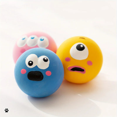 1pc/3pcs/set Dog Sounding Toy With Cute Big Eyeball Design,Pet Durable Latex Chew Interactive Training With Squeaky Dog Toy Ball