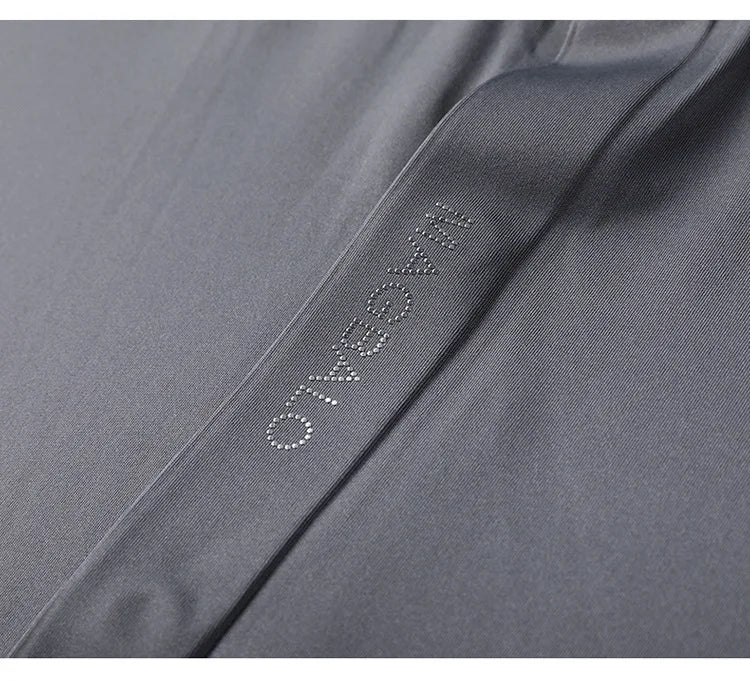 Summer New High-grade Hidden Button Men's Light Luxury Short Sleeve Shirts Men High Elastic Business Anti-wrinkle Ice Silk Shirt