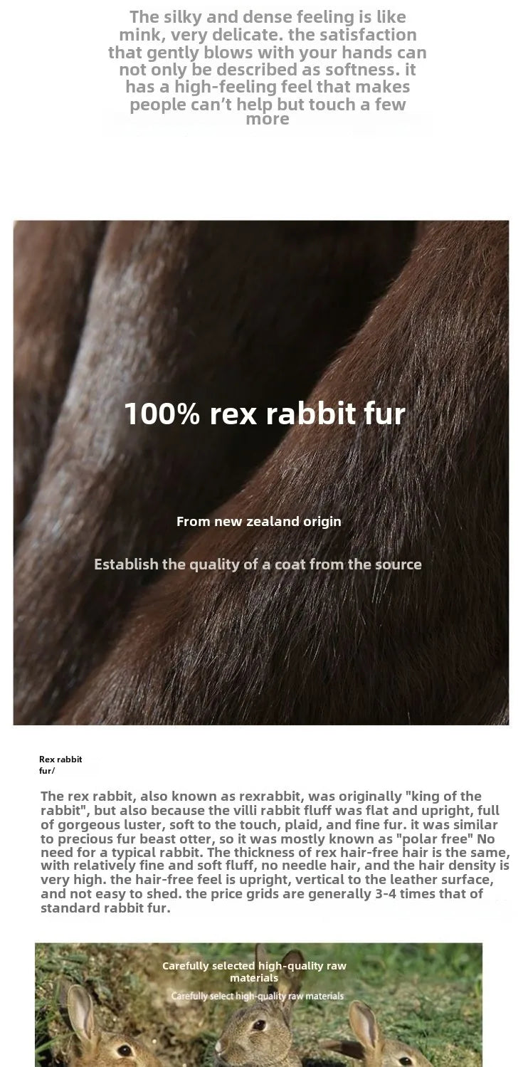 Real Rabbit Fur Coat Women Autumn Winter Short Jacket Thick Warm New Fashion Fox Fur Collar Elegant Female Warm Outerwear