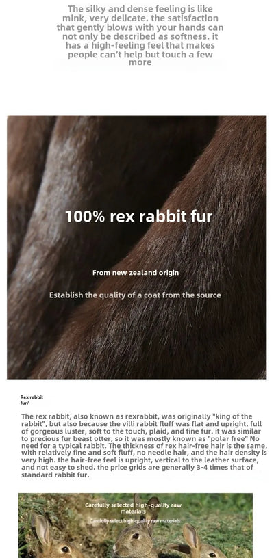 Real Rabbit Fur Coat Women Autumn Winter Short Jacket Thick Warm New Fashion Fox Fur Collar Elegant Female Warm Outerwear
