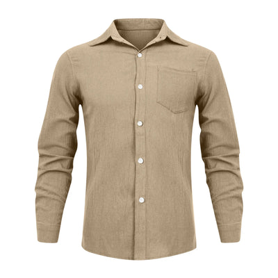 Loose Shirts Men'S Lightweight Long Sleeved Shirt Spring Summer Men'S Casual Cotton Linen Solid Color Long Sleeve Shirts