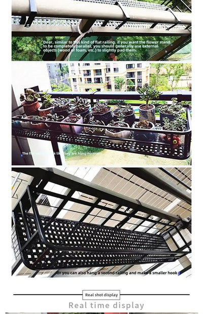 Elegant European-Style Flower Stand Expansive Iron Art Balcony Rail Organizer Decorative Hanging Pot Holder Urban Green Space