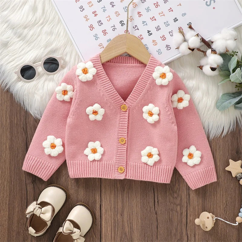 Baby Girls Cardigan Princess Long Sleeve Knit Jacket Cute Girls Sweater Coat Winter Infant Knitted Cardigan Baby Knit Clothes