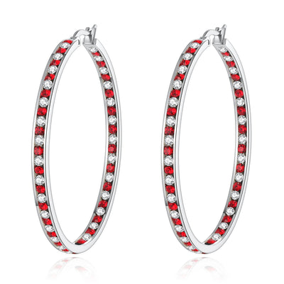 CiNily Hoop Earrings Silver Plated Mult-colors CZ Crystal Stone Stainless Steel Big Round Punk Earring for Women Summer Jewerly