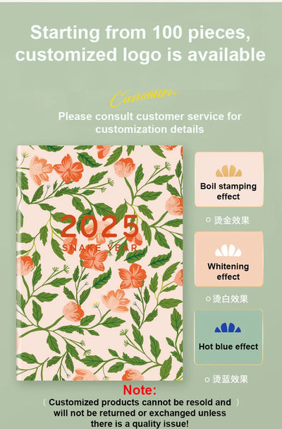 Portable 2025 Monthly Notes Notebook, A4/A5 Size 24 Sheets Annual Calendar Planner for School Travel Business Work Home Writing