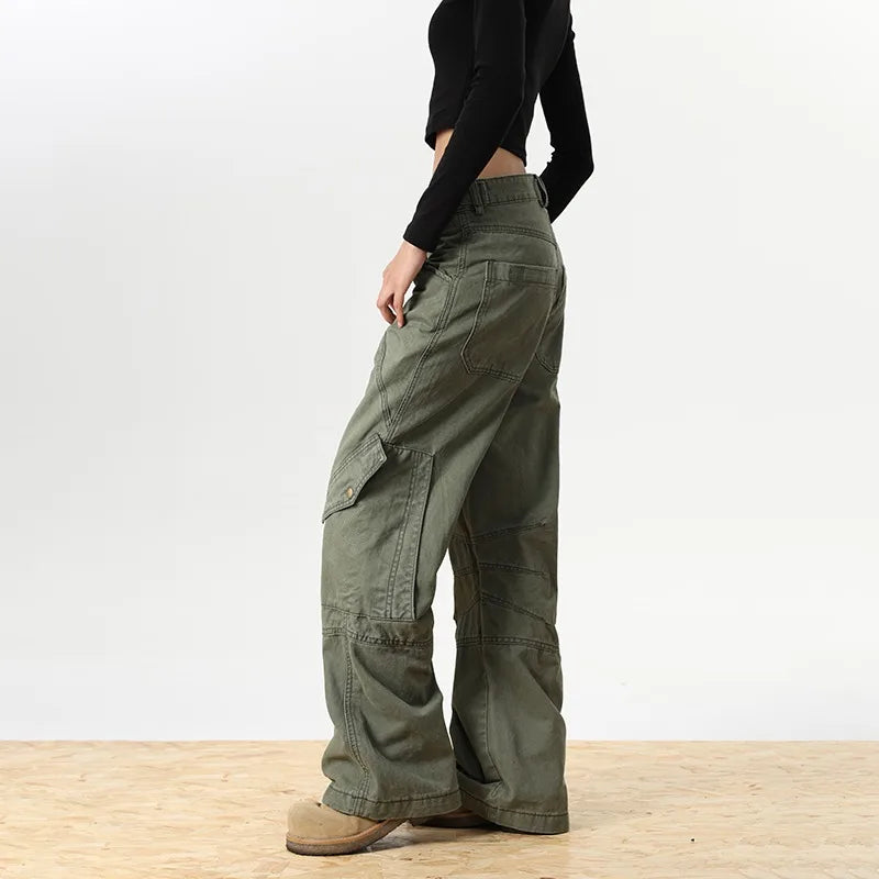 2024 Ropa Y2K Streetwear Army Green Baggy New Jeans Cargo Pants For Women Designer Clothes Multi Pockets Casual Lady Trousers