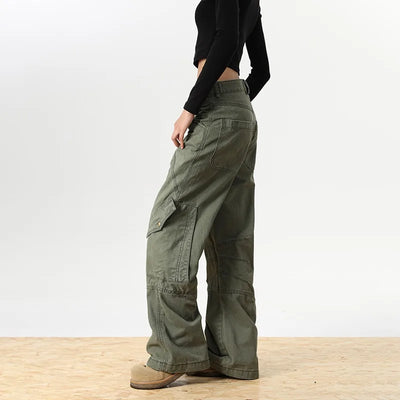 2024 Ropa Y2K Streetwear Army Green Baggy New Jeans Cargo Pants For Women Designer Clothes Multi Pockets Casual Lady Trousers