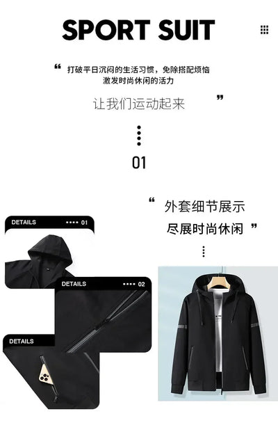 Male Workout Sports Outfit Autumn Spring Men Running Sports Tracksuits Sets Hoodies Zipper Outwear Sportwear+Sweatpants Sets