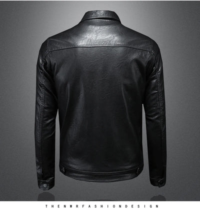 2024 Autumn and Winter New Men's Fashion Handsome with Fine Lapel Motorcycle Leather Coat Slim Stylish Man  Men Jacket