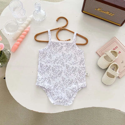 0-2 Years Old Baby Girls Jumpsuit Summer Thin Infant Romper Cotton Floral Prints Baby Sling Clothes