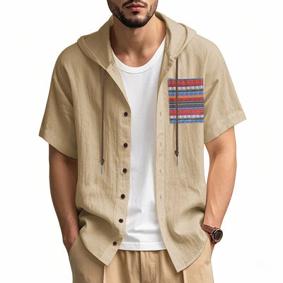 Men s Linen Shirts Casual Short Sleeve V Neck Button Down Pocket Tops Summer Hoodies - Stylish and Comfortable Apparel for Warm