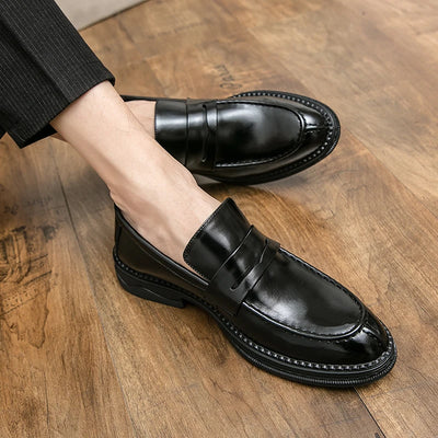 Premium Silver Business Shoes Men's Oxford Shoes Leather Brand Loafers Slip On High Quality Wedding Shoes Soft Sole Dress Shoes