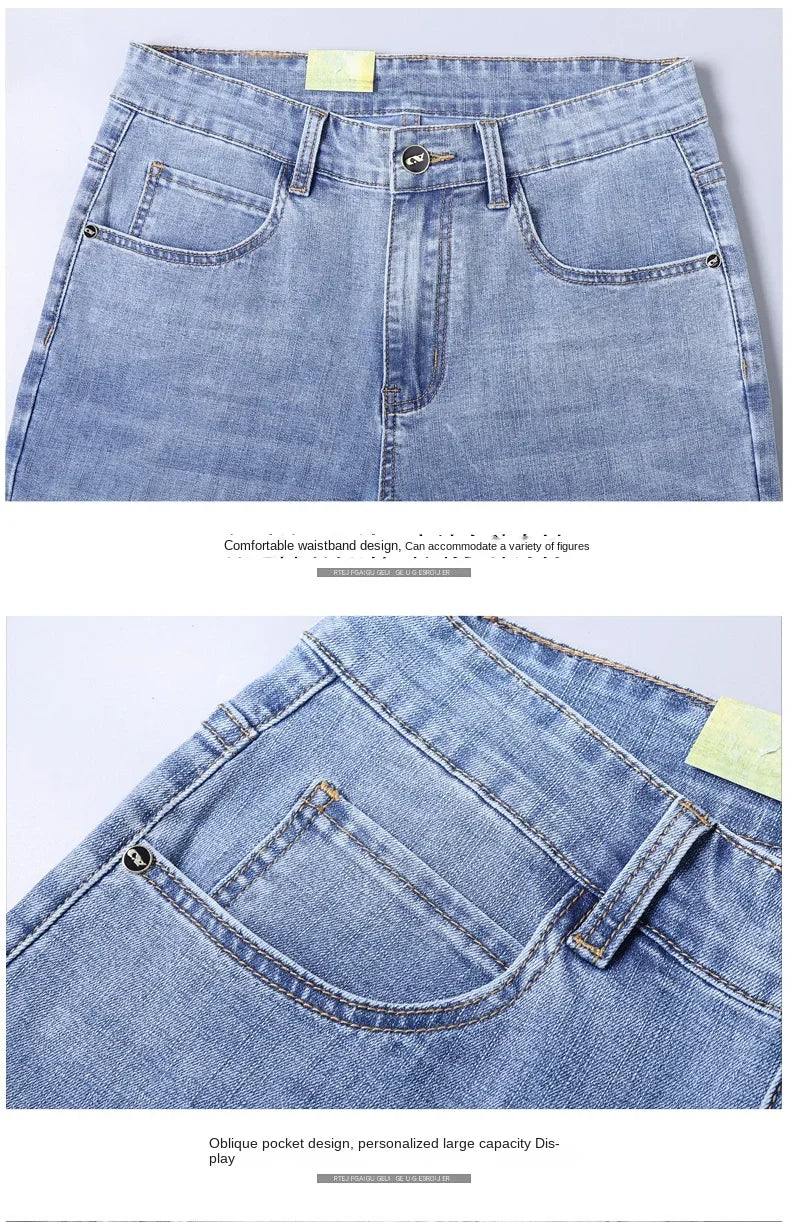 2024 New in SULEE Brand Summer  Men's Stretch Short Jeans Fashion Casual Slim Fit High Quality Elastic Denim Shorts Male Clothes