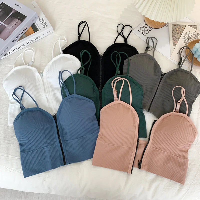 Zipper Front Crop Top