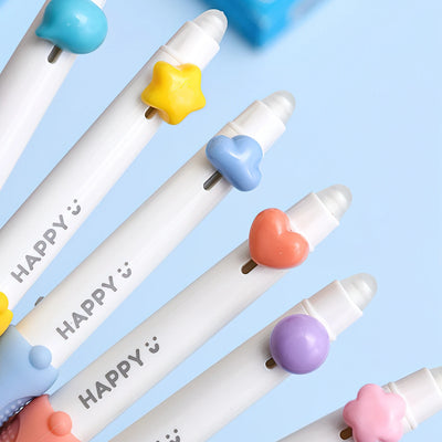 3pcs Happy Beans Gel Pens Set Ergonomical Triangle Grip Erasable Black Color Ink 0.5mm Ballpoint for Writing School A7682