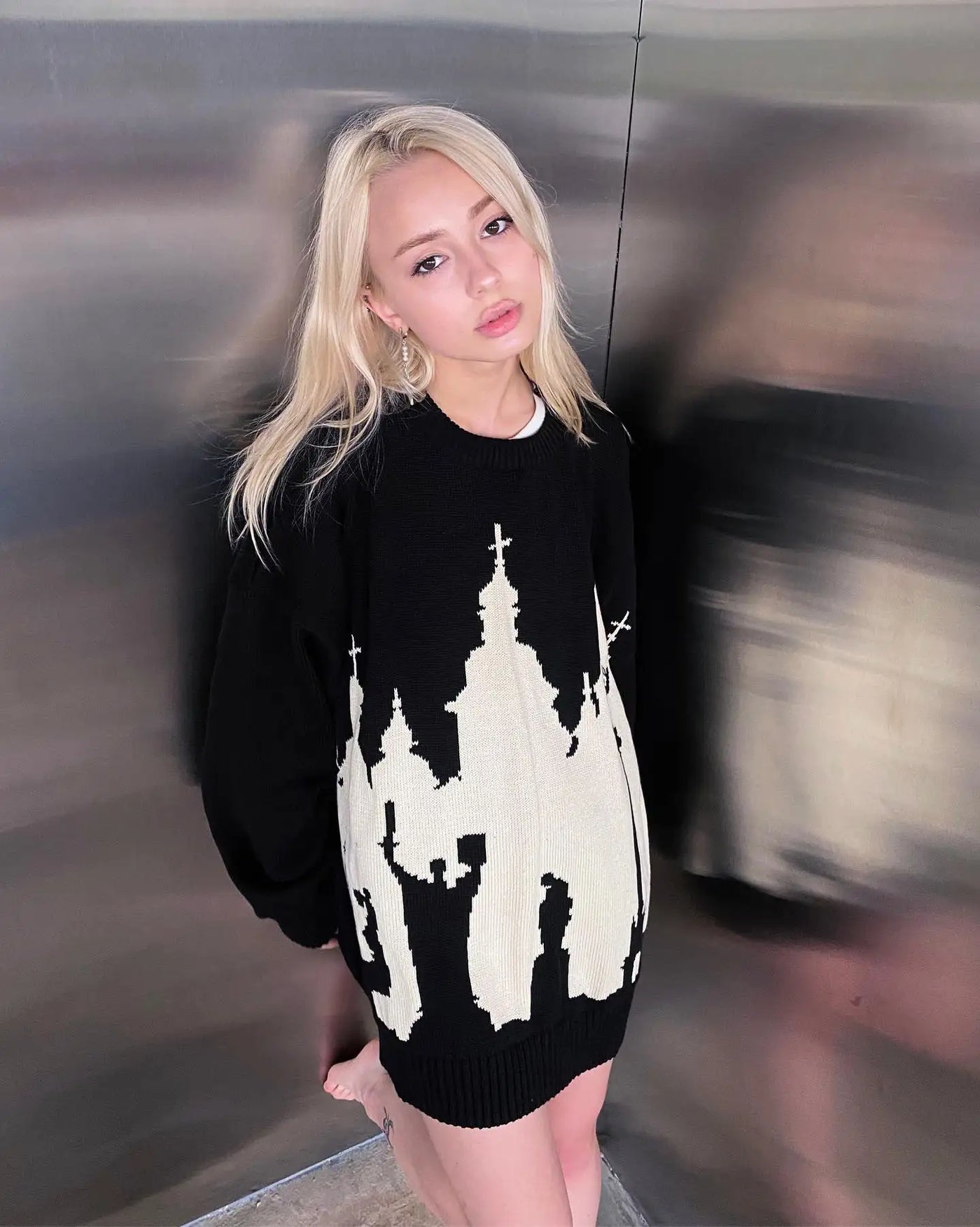 Hip Hop Men Women Streetwear Vintage Harajuku Knitted Sweater winter Pullover Loose Retro y2k gothic sweater top Halloween EMO