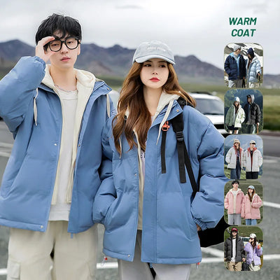Men Hooded parka Thick Warm Colorful Bubble Coat Winter Jacket Mens Streetwear Hip Hop Parka Korean Black Clothes Puffer Jackets