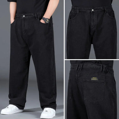 Men's Plus Size Jeans Elastic Waistband 30-48inch Stretch Denim Pants Straight Leg Breathable Loose Fit Streetwear Casual Wear