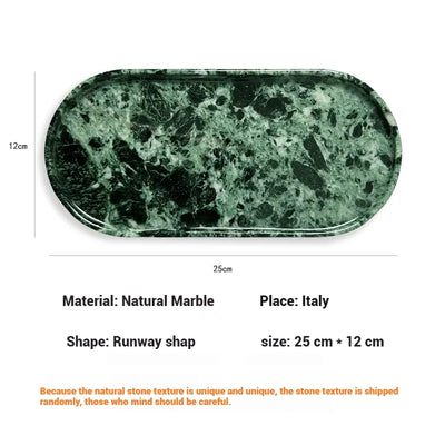 Luxury Green Marble Oval Tray: Bathroom Organizer & Fruit Serving Platter, Waterproof Stone Decor for Hotel Spa Home Kitchen