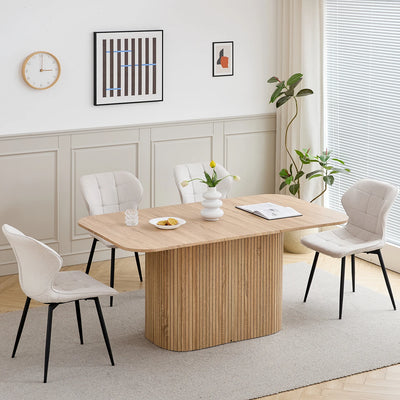Nordic Solid Wood Dining Table, Corrugated Base Home Dining Table, Simple Kitchen / Dining Table, for 4 - 6 People
