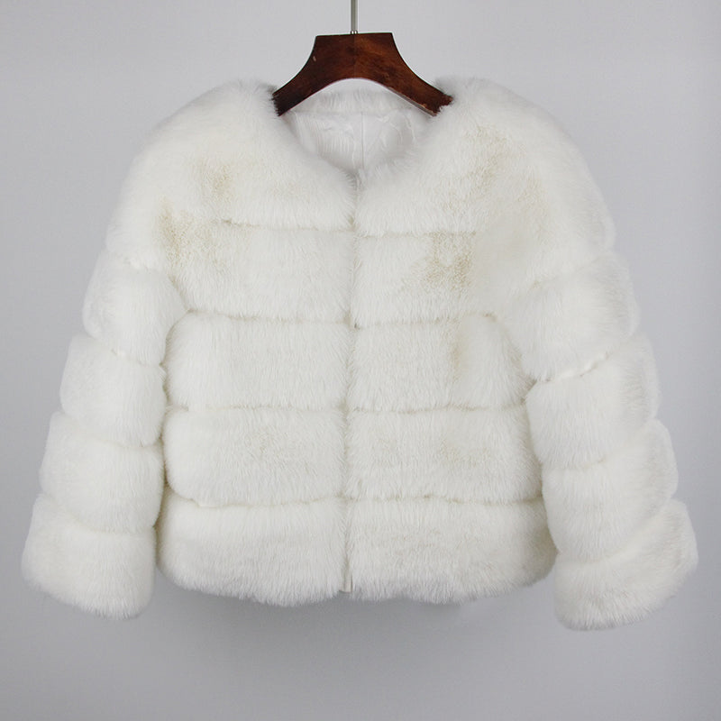 2023 Faux Fur Coat New Luxury Brand Winter Jacket Women Elegant Thick Warm Outerwear Streetwear Fake Fox Rabbit Fur Fashion