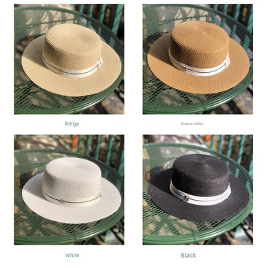 Sun Hat Fashionable White Straw Hat for Women