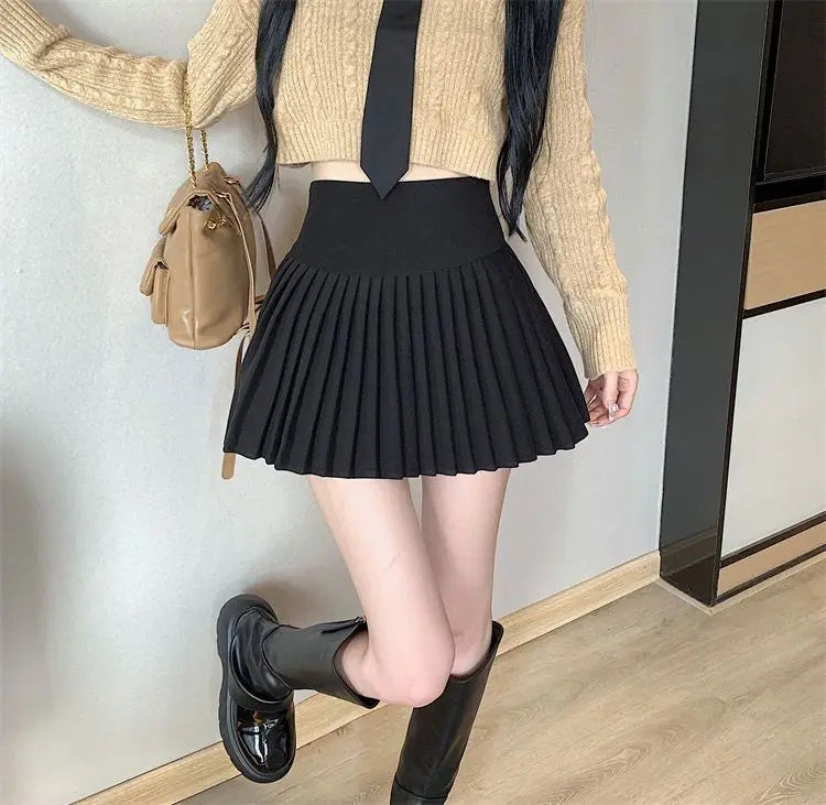 Women's High Waist Pleated Mini Skirt Summer A-Line White Anti Slip Design Skirt for Petite Figure Flattering Y2k Kawaii Skirts