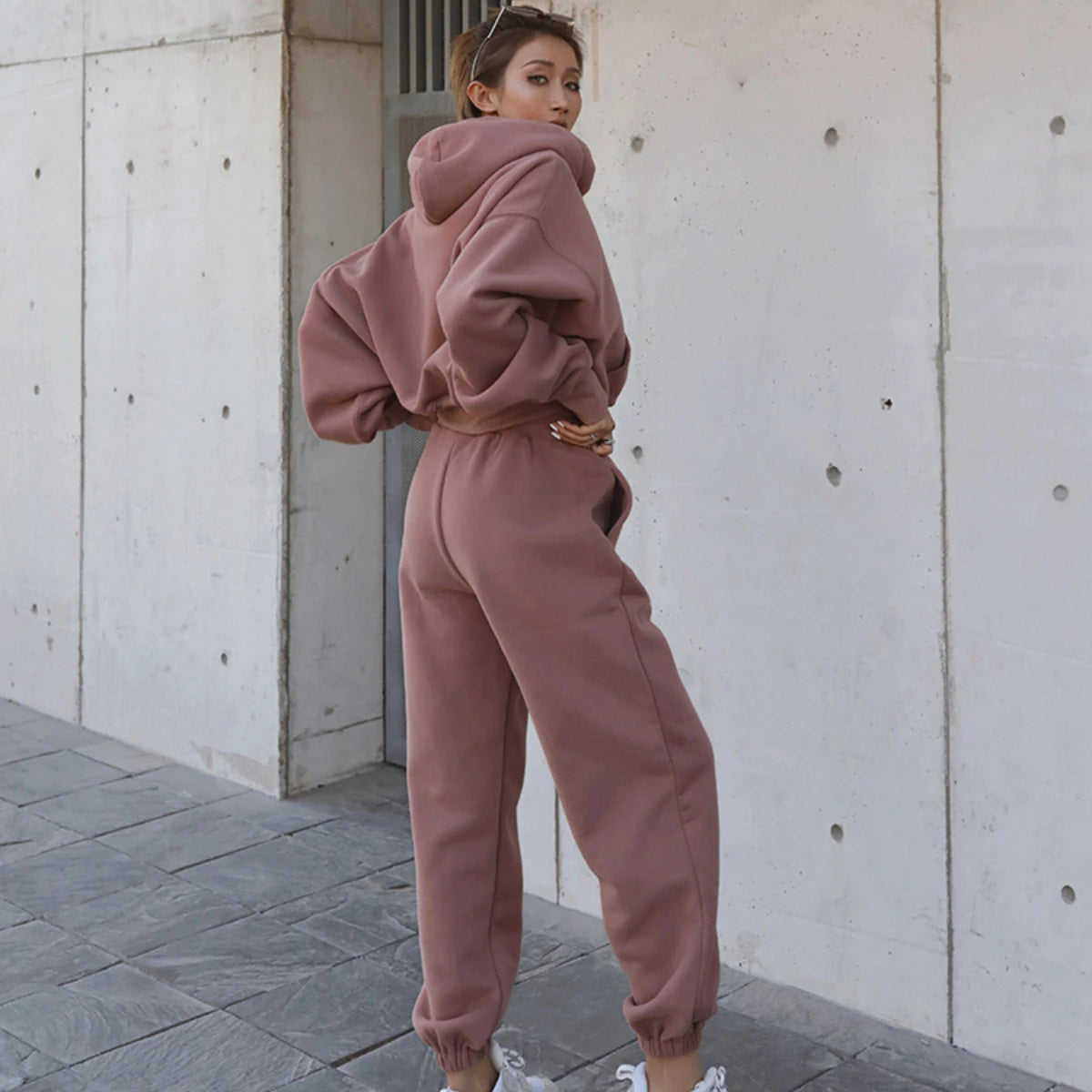 2024 Autumn Winter Women's New Long Sleeved Hat Casual Sweater Coat Women's Sports Set