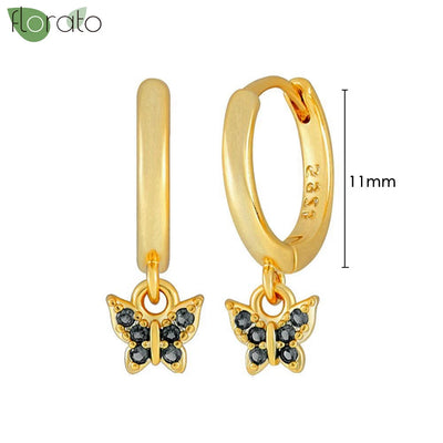 925 Sterling Silver Needle Fashion Round Pendant Small Earrings Luxury Gold Hoop Earrings for Women Premium Black Jewelry Gifts