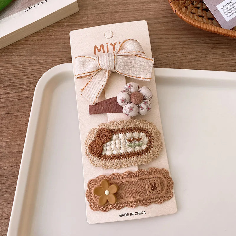 Korea Fashion Coffee Warm Color Basic Snap Baby Hair Drop Clips Wool Knit Hair Clamp Pins Hairpins Kid Girls Cotton BB Barrettes