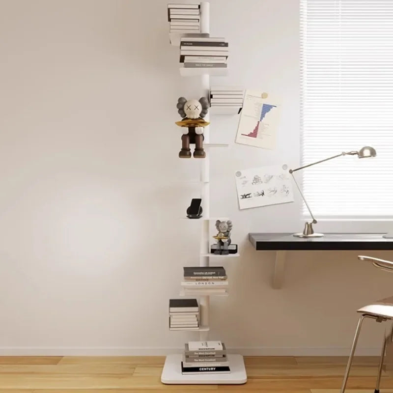 9- Layers Creative Bookcases Iron Rotating Invisible Spiral Bookshelf Living Room Display Shelf Household Corner Room Furniture