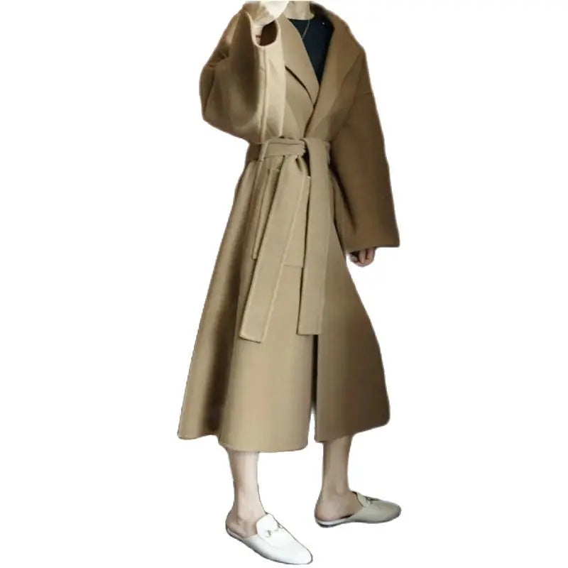 2024 Special Offer Side Slit 100% Pure Wool Women's Coat Long Double-Sided Woolen Coat Loose Comfortable Women's Clothing