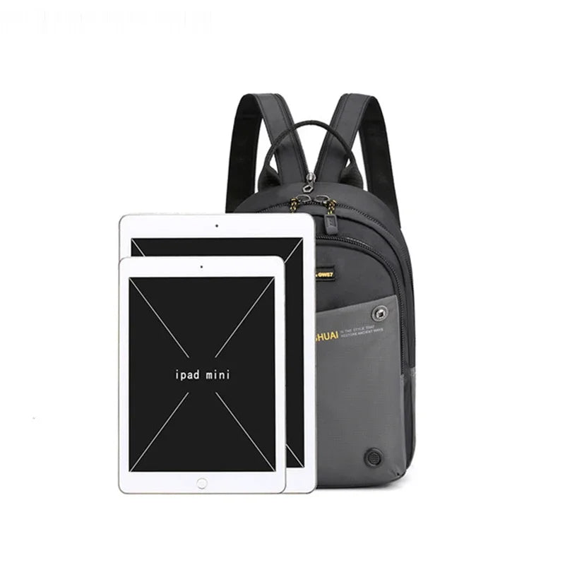 Men Nylon Small Backpack Rucksack  Multi-Functional Casual Travel Male Messenger Cross Body Chest Bags Knapsack Daypack