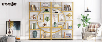 Bookshelf Industrial 5 Tier Etagere Bookcase, Freestanding Tall Bookshelves Display Shelf Storage Organizer