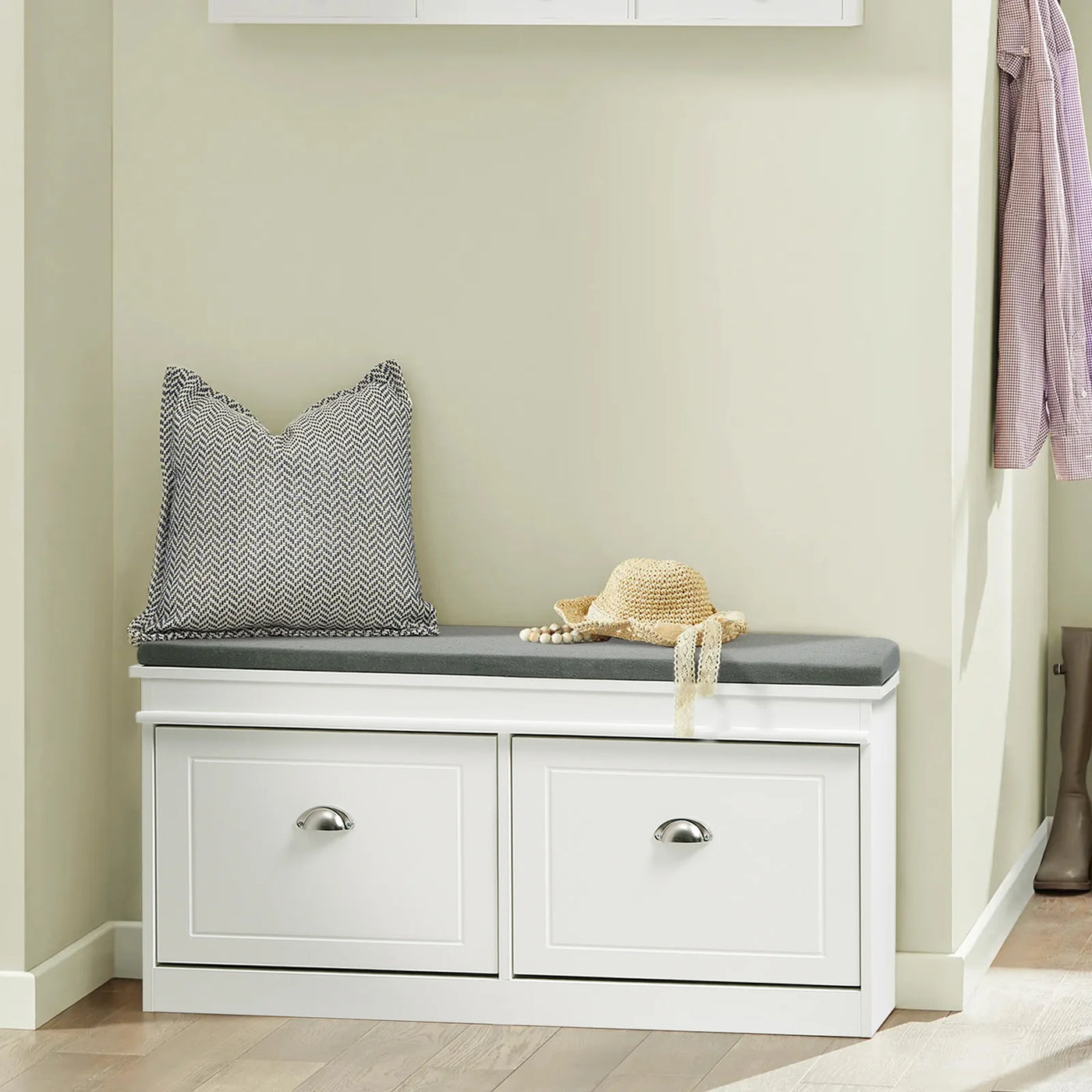 【Breeins】Flip Down Shoe Bench Cabinet, Shoes Rack Storage Organizer Shelf Home Decoration For Entryway