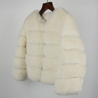 2023 Faux Fur Coat New Luxury Brand Winter Jacket Women Elegant Thick Warm Outerwear Streetwear Fake Fox Rabbit Fur Fashion