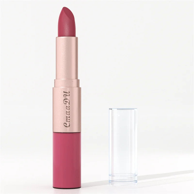 2 In 1 Double-ended Lipstick Lip Liner Pen Matte Pigment Non-stick Cup Skin Color 24H Lasting Waterproof Makeup Beauty Cosmetics