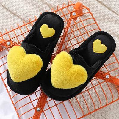 Women Indoor Warm Home Slippers Bedroom Cute Heart Pattern Non-slip Soft Comfort Plush House Slippers Shoes Autumn Winter