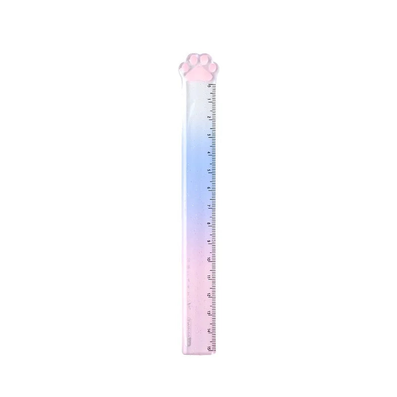 15cm Cat Claw Ruler Gradient Color Clear Scale Straight Measuring Rule Bookmark Stationery Office School A7588