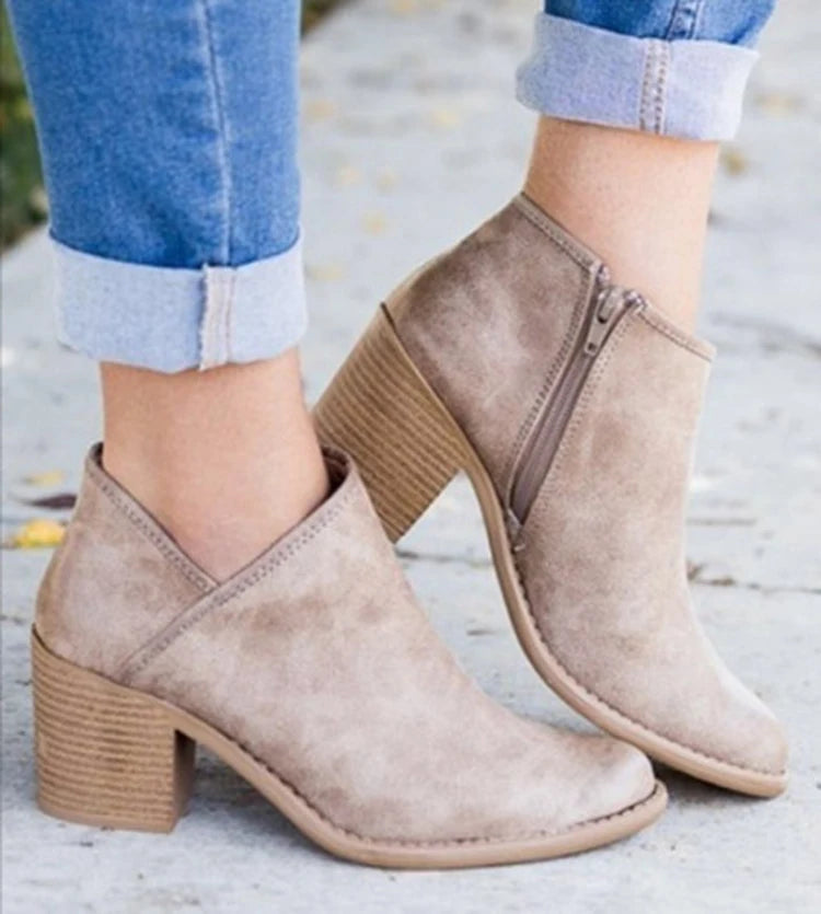 Summer Women Shoes Retro High Heel Ankle Boots Female Block Mid Heels Casual Botas Mujer Booties Feminina Plus Size 43