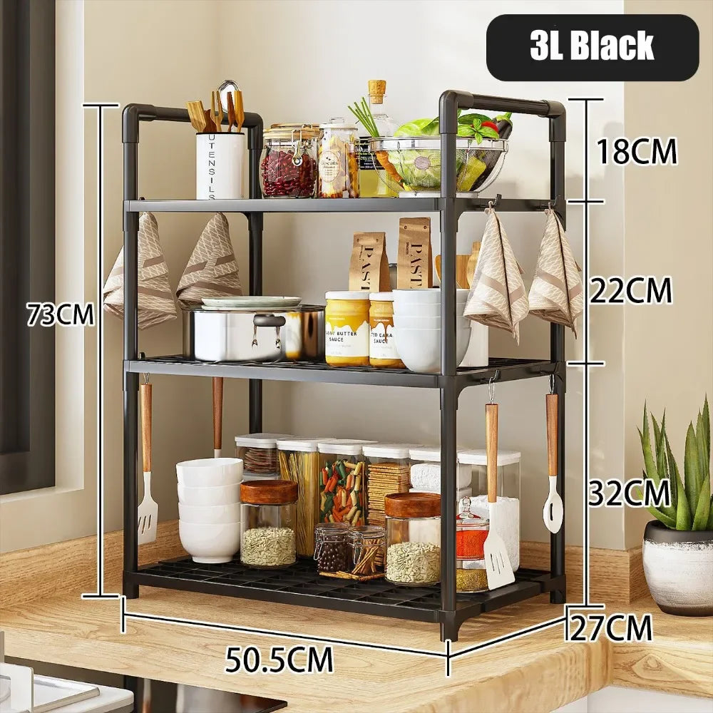 2/3Layer Kitchen Storage Shelf High-capacity Easy To Install Seasoning Rack PP Material Modern Minimalism Kitchen Furniture