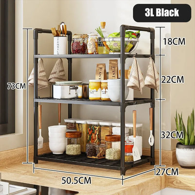 2/3Layer Kitchen Storage Shelf High-capacity Easy To Install Seasoning Rack PP Material Modern Minimalism Kitchen Furniture