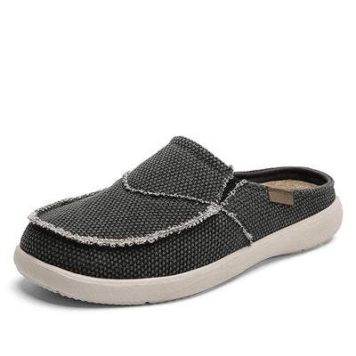 Men Half Shoes Slippers Summer Canvas Casual Classic Outdoor Slip-on Men Light Breathable Flat Loafers Walking Shoe Zapatillas