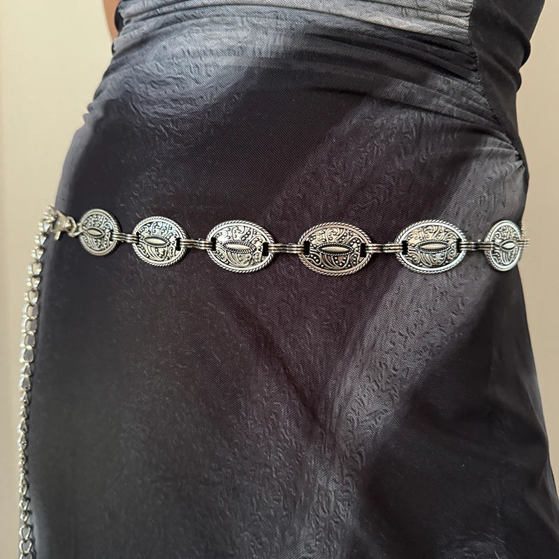 Designer Belts For Women High Quality Y2K Goth Female Waist Tassel Belly Dance Waist Chain Adjustable Long Golden Belt Punk