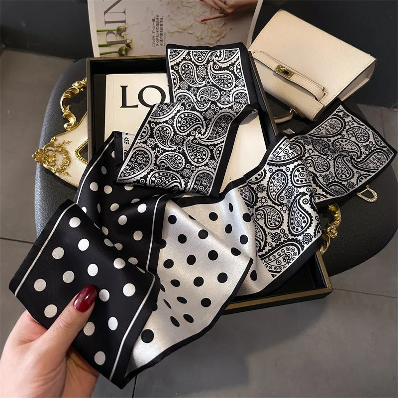 2025 Horse Print Skinny Ribbon Women Scarf Fashoin Hair Hand Wirst Folard Neck Tie Lady Headband Scrunchie Echarpe Silk Scarves