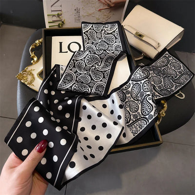 2025 Horse Print Skinny Ribbon Women Scarf Fashoin Hair Hand Wirst Folard Neck Tie Lady Headband Scrunchie Echarpe Silk Scarves