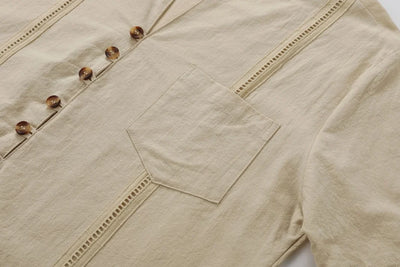 Men's Retro Cotton And Linen Set, Spring And Autumn Fashion Stand-up Collar Pocket Long Pants Long-sleeved Two-piece set